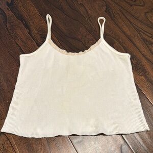 Brandy Melville white with tan lace Spaghetti Straps